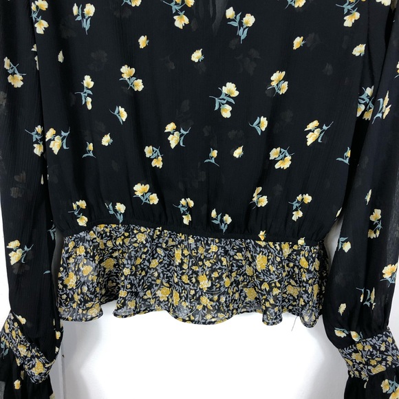 re-named Floral Chiffon Peasant Top Sz M - Picture 6 of 11